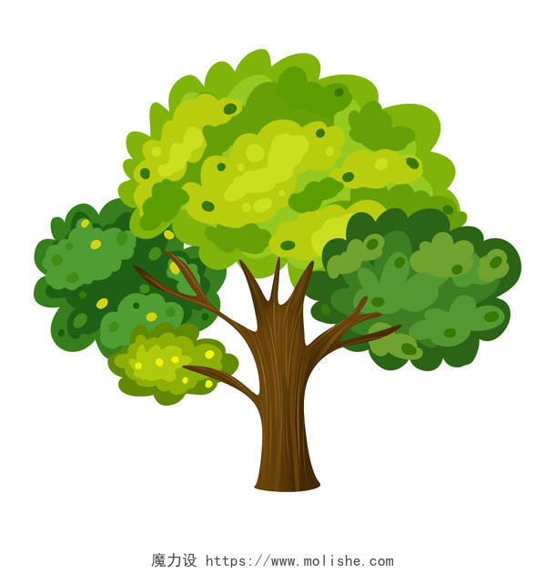绿色卡通手绘简笔画绿色大树图案图标素材原创插画海报植物